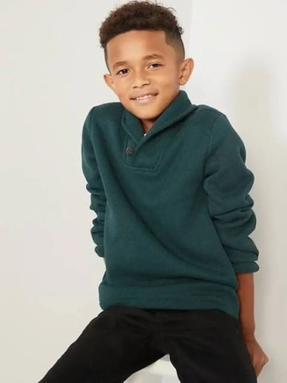 Old Navy Onyx Green Shawl Collar Button Pullover Sweater Size M/8